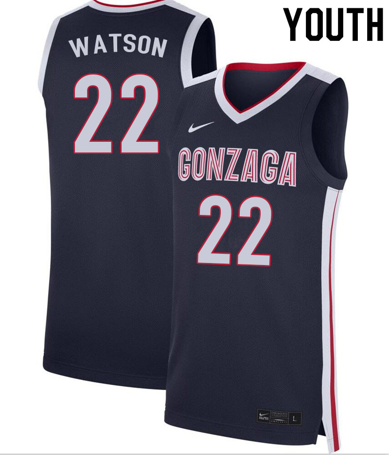 Youth #22 Anton Watson Gonzaga Bulldogs College Basketball Jerseys Sale-Navy - Click Image to Close
